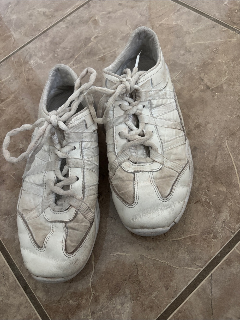 NFINITY White and Tan Kids cheer shoes